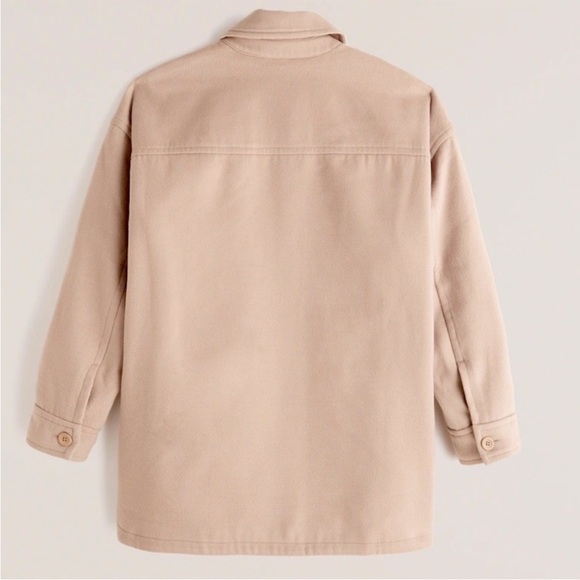 Abercrombie & Fitch Tan Oversized Shirt Jacket Size Medium Shacket - Picture 3 of 16